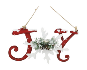 Vintage Charm: 10.25"Lx5.25"H Christmas MDF "Joy" Ornament/Sign-XA1116