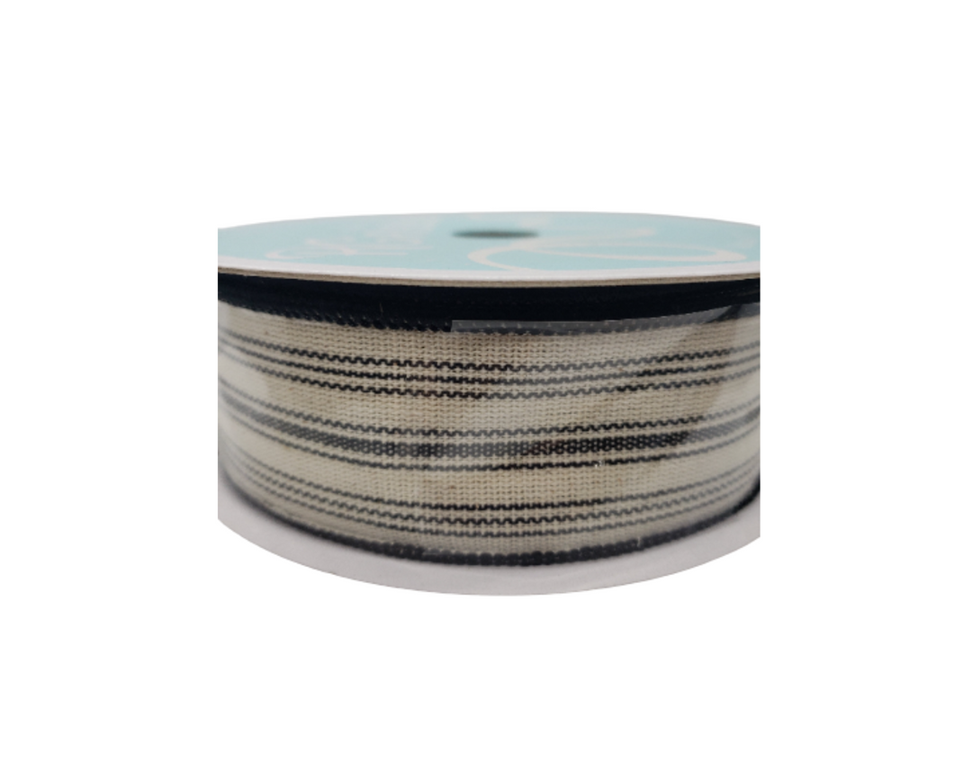 1.5 Inch Ticking Stripe Farmhouse Wired Ribbon - Classic Charm for Your Home-RGA187502