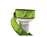 1.5"x10yd Metallic Faux Dupioni Wired Ribbon - Shimmering Elegance in Lime Green and Red-RGA1434WY TCT Crafts