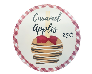 TCT1396-11.75" Round Metal Fall Caramel Apples Sign
