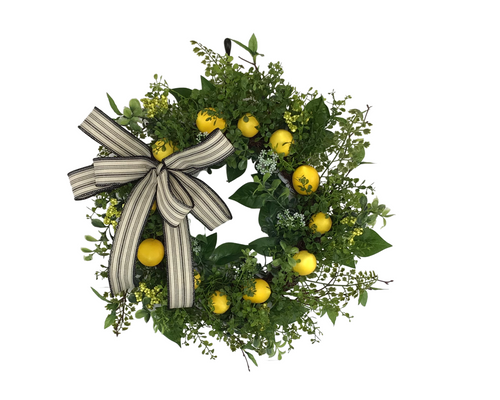 Small Everyday Farmhouse Greenery Lemon Wreath-TCT1353 - TCTCrafts