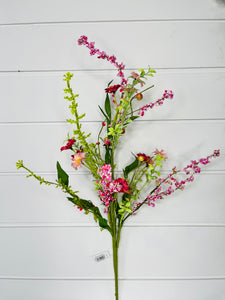 Colorful Blooms: 30-Inch Artificial Pink & Green Flower Berry Cluster Spray-FH7998