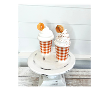 Load image into Gallery viewer, Fake Pumpkin Spice Fall Ice Cream/Latte Tiered Tray Decor-TCT1535