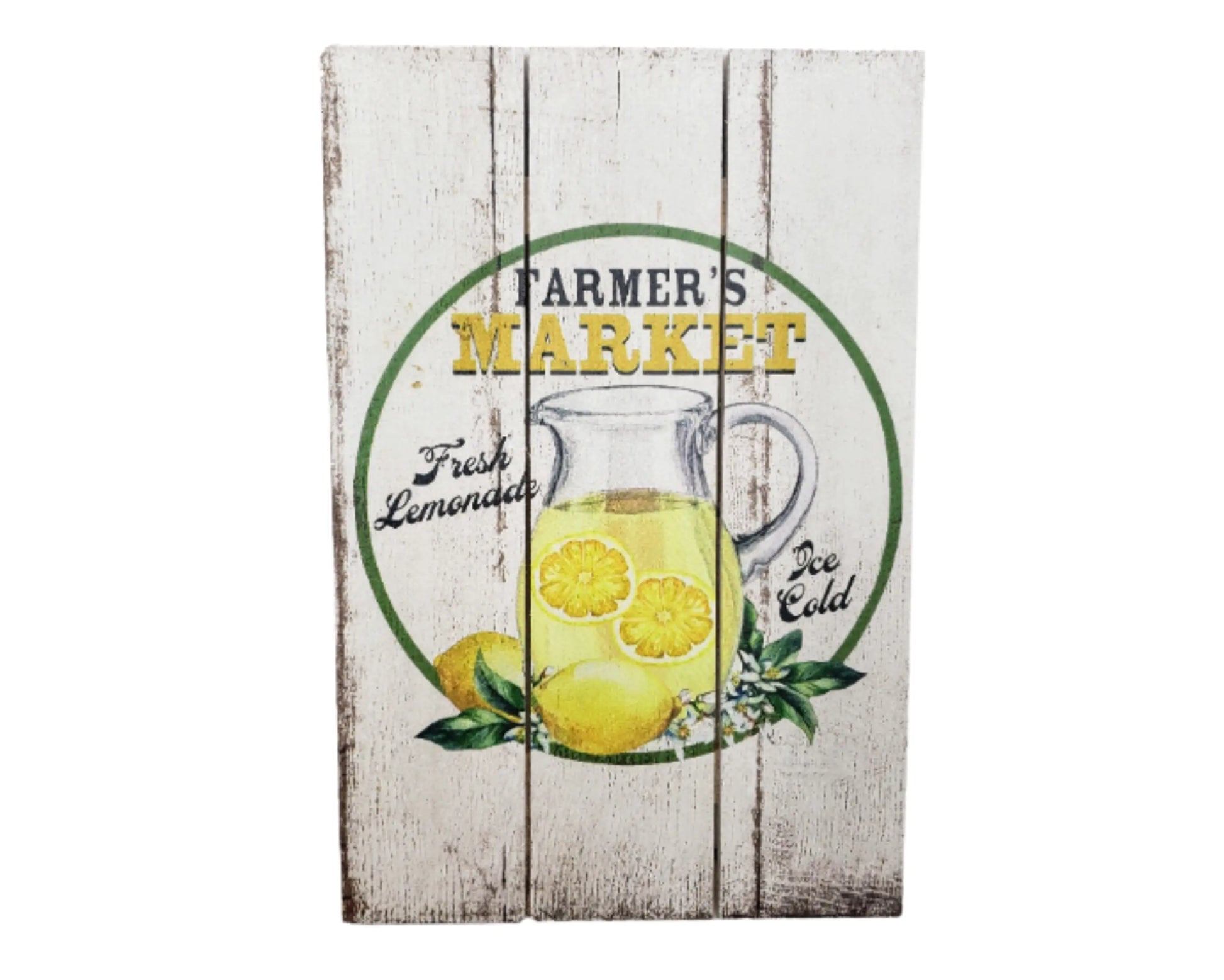 "Farmers Market Fresh Lemonade Ice Cold" Wooden Sign with Rope-CM2130 TCT Crafts