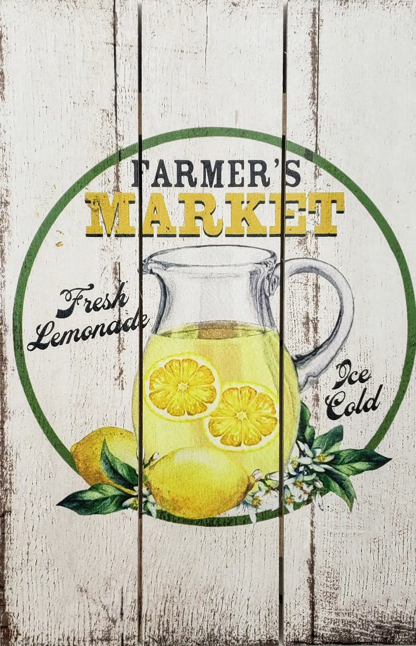 CM2130-8"x12" Wooden Sign with Rope "Farmers Market Fresh Lemonade Ice Cold" - TCTCrafts