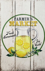 CM2130-8"x12" Wooden Sign with Rope "Farmers Market Fresh Lemonade Ice Cold" - TCTCrafts
