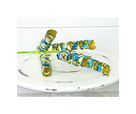 Elegant Blue Floral Gold Curl Wreath Pick - 16 Inches-63200BL TCT Crafts