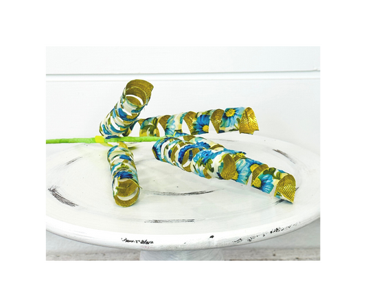 Elegant Blue Floral Gold Curl Wreath Pick - 16 Inches-63200BL