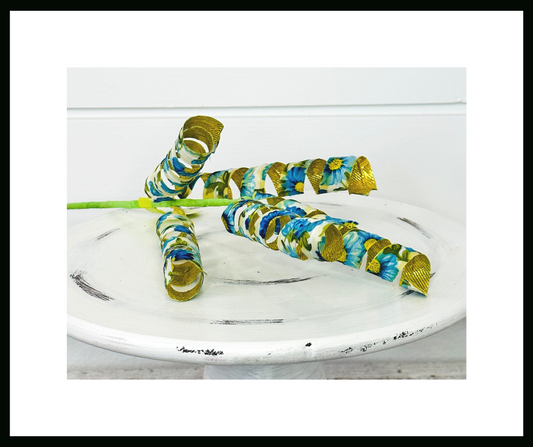 Elegant Blue Floral Gold Curl Wreath Pick - 16 Inches-63200BL