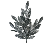 Load image into Gallery viewer, 23&quot; Silver Glitter Bay Leaf Spray - Sparkling Holiday Accent-XS618226