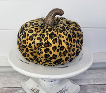 Load image into Gallery viewer, Stylish Fall Accent: 7-Inch Leopard Print Foam/Fabric Pumpkin-HA039801