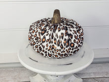 Load image into Gallery viewer, Chic Fall Accent: 7-Inch Leopard Print Foam/Fabric PumpkinHA039827