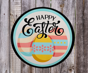 11.75 inch Happy Easter round metal sign-TCT1480