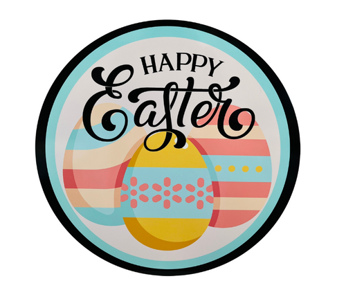 11.75 inch Happy Easter round metal sign-TCT1480
