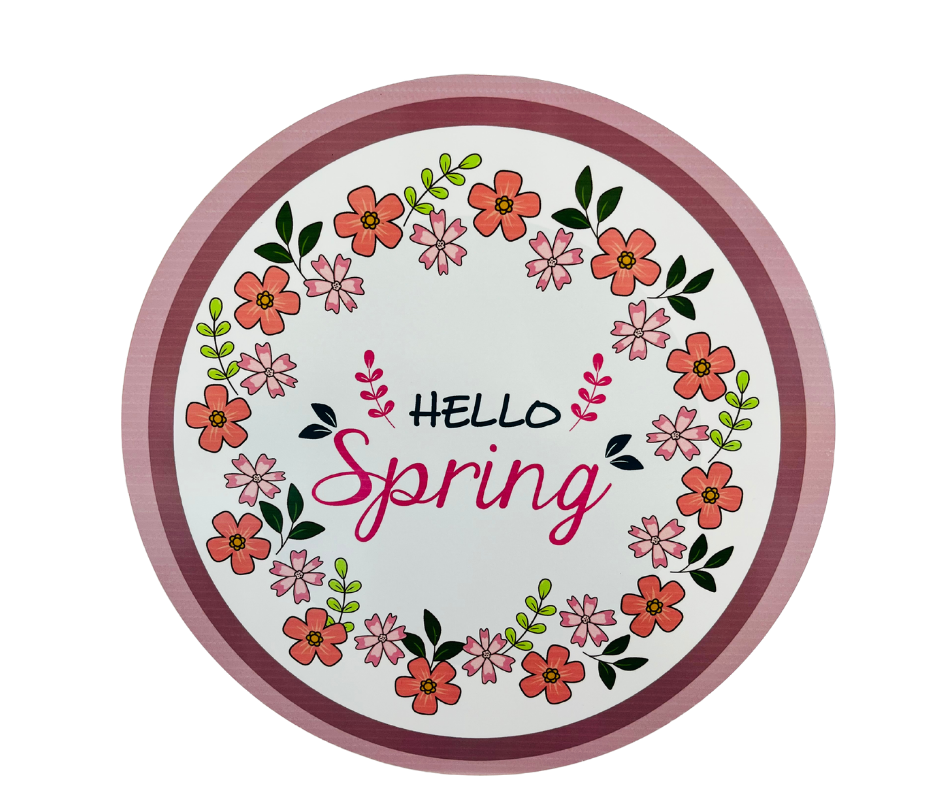 11.75 inch Hello Spring round metal sign-TCT1481