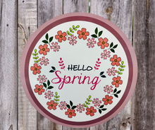 Load image into Gallery viewer, 11.75 inch Hello Spring round metal sign-TCT1481