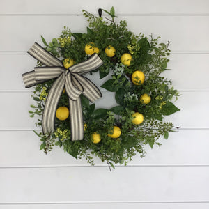 Small Everyday Farmhouse Greenery Lemon Wreath-TCT1353 - TCTCrafts