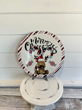 Load image into Gallery viewer, 11.75 inch Merry Christmas Peppermint Reindeer round metal sign