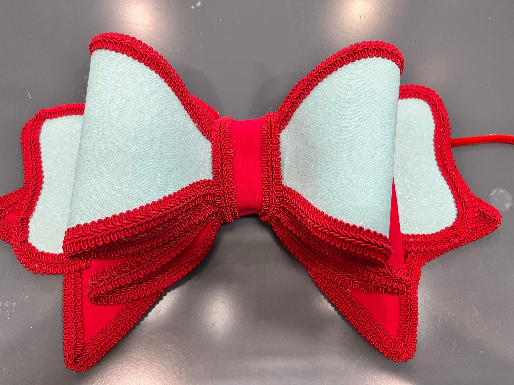 Mint Green/Red Large No Sew Bow Wreath Attachment-TCT1533 TCT Crafts
