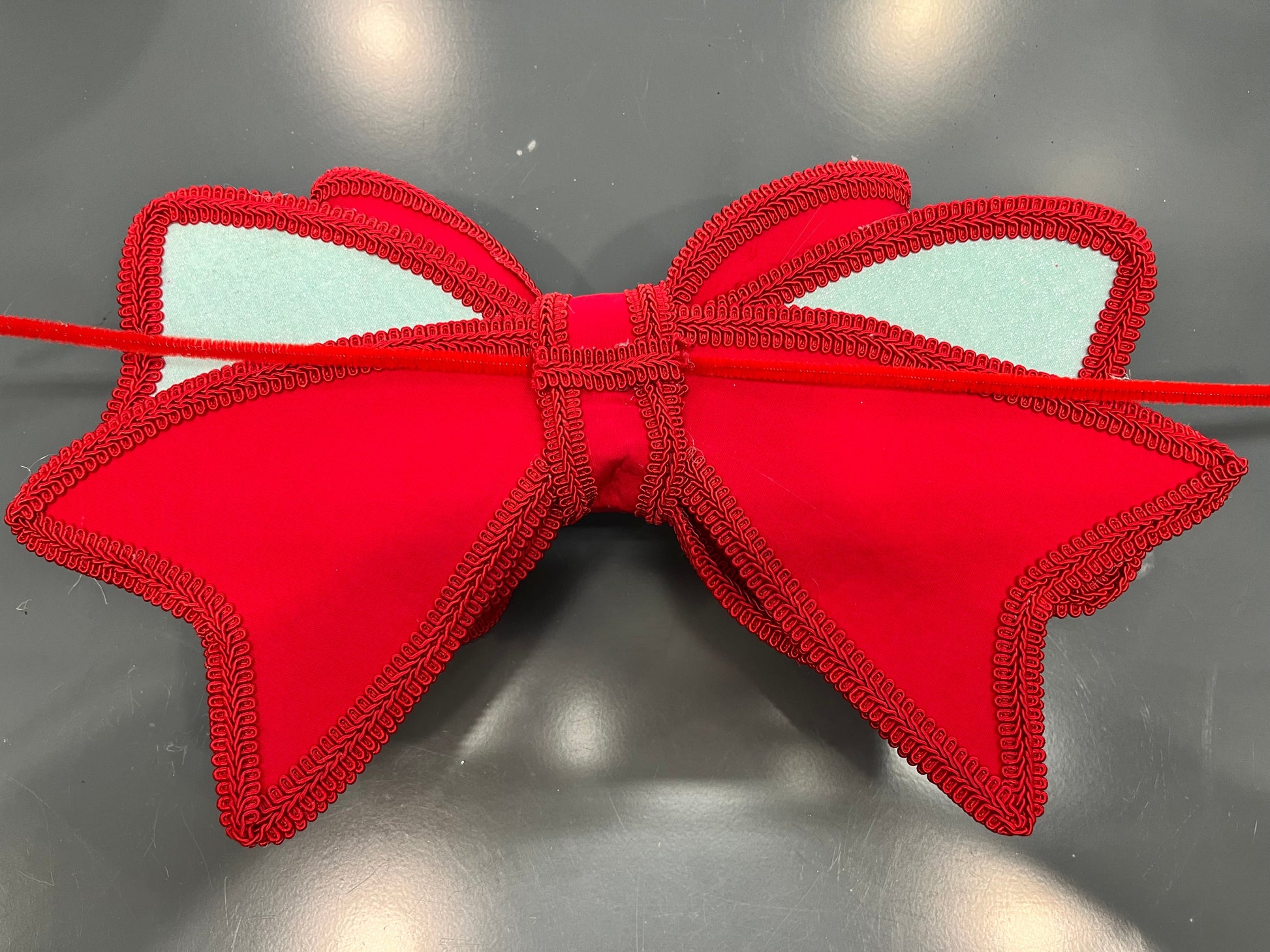 Mint Green/Red Large No Sew Bow Wreath Attachment-TCT1533 TCT Crafts