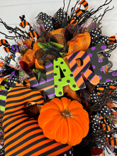 Load image into Gallery viewer, Orange/Black Halloween Witch Wreath-TCT1542