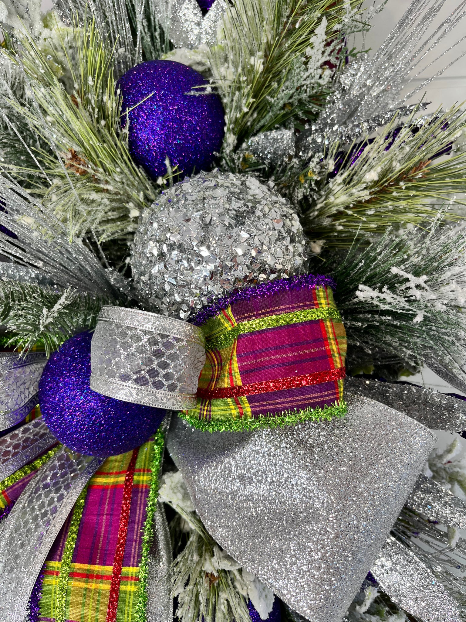 Silver & Purple Christmas Swag/Wreath-TCT1563 – TCTCrafts