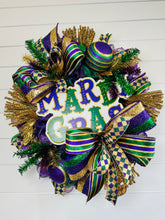 Load image into Gallery viewer, Mardi Gras Front Door Wreath-TCT1596