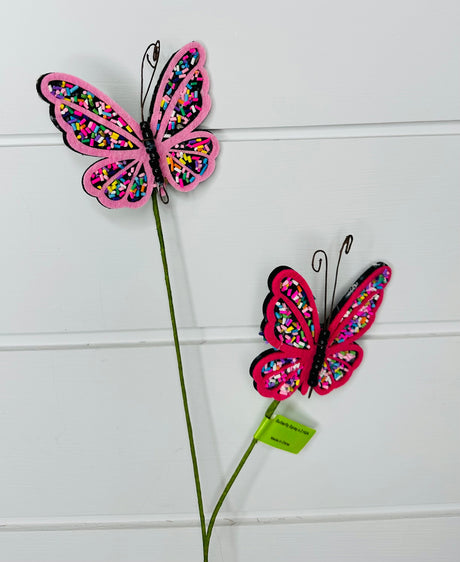 24" Pink Butterfly Spray - Vibrant Artificial Floral Accent - Perfect for Home Decor, Weddings, Parties, and Crafts-63286PK TCT Crafts