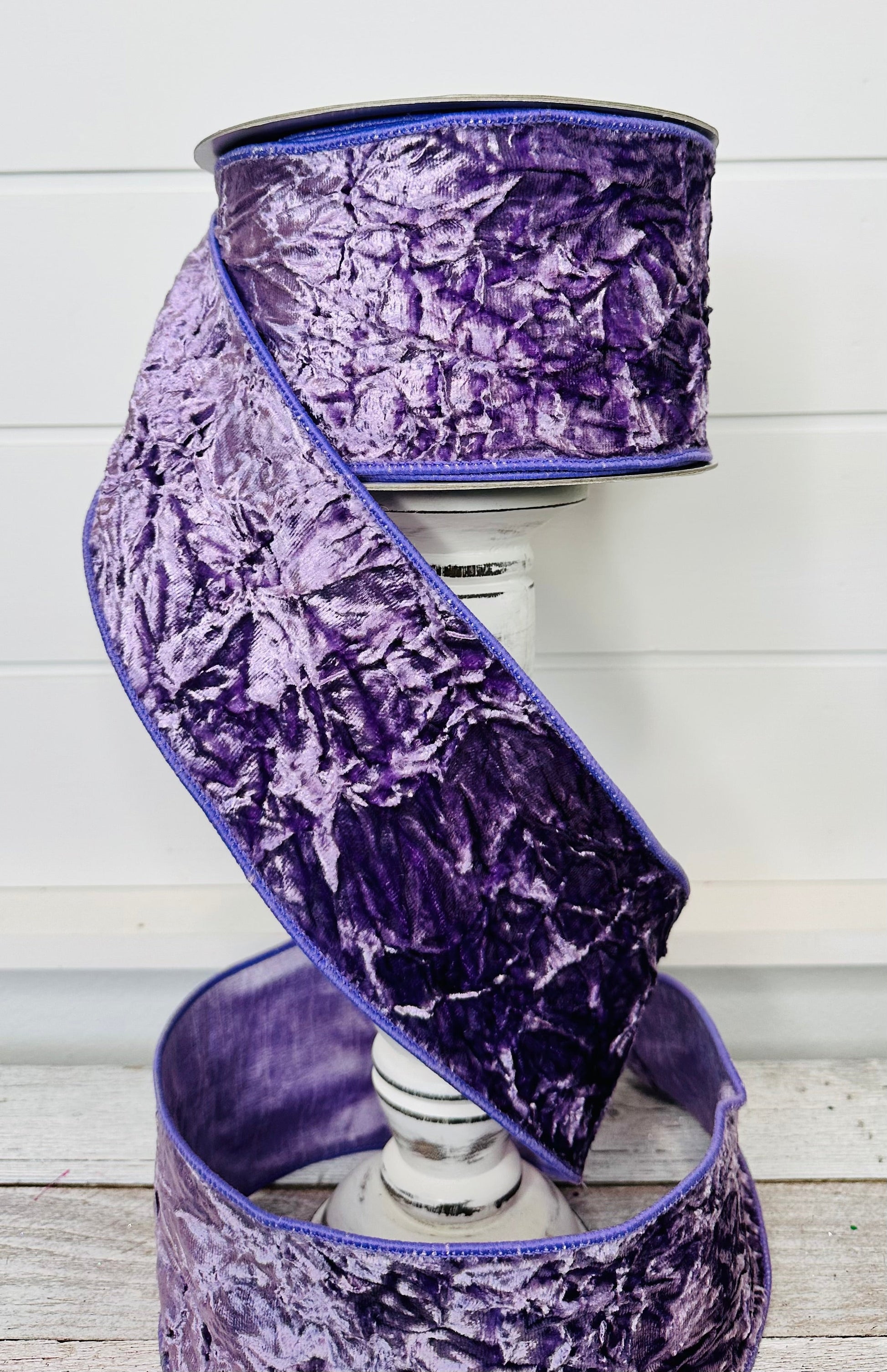 4 inch Velvet Crush Farrisilk Wired Ribbon-Violet Farrisilk