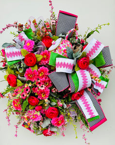 Handmade Mother's Day Spring Floral Front Door Wreath-TCT1621