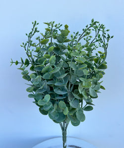 Natural and Elegant: 14"L Artificial Seeded Eucalyptus Bush - Green/Ivory-PF172353
