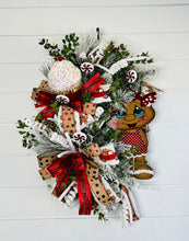 Load image into Gallery viewer, Gingerbread Girl Flocked Christmas Grapevine Candy Land Wreath-TCT1436