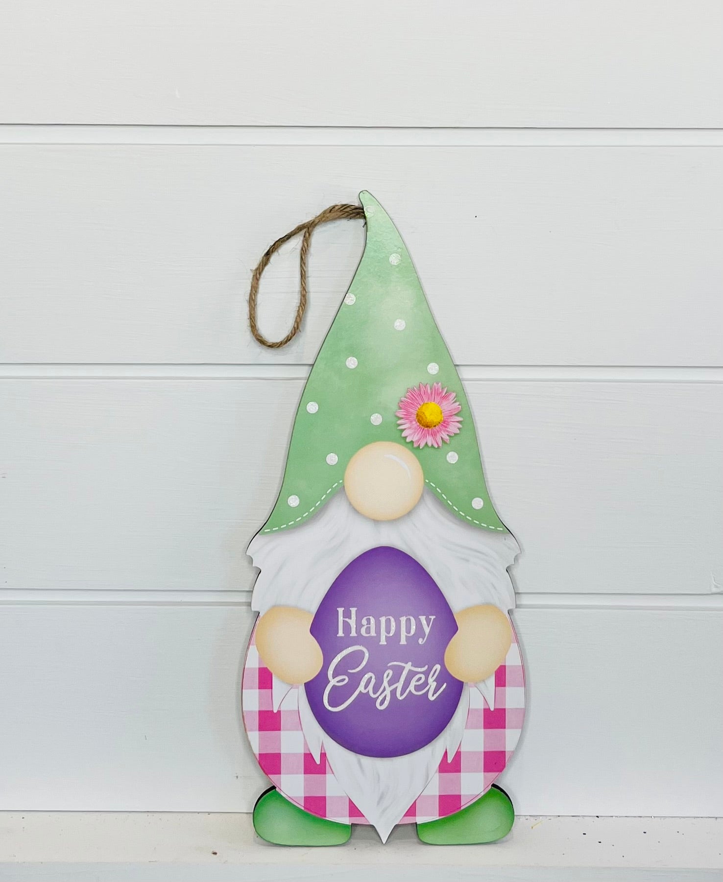 MDF Happy Easter Gnome Shape Sign - Whimsical Spring Decoration-AP8902 TCT Crafts