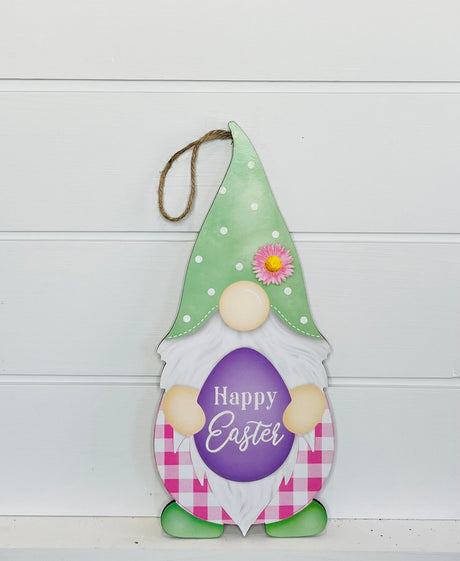 MDF Happy Easter Gnome Shape Sign - Whimsical Spring Decoration-AP8902 TCT Crafts