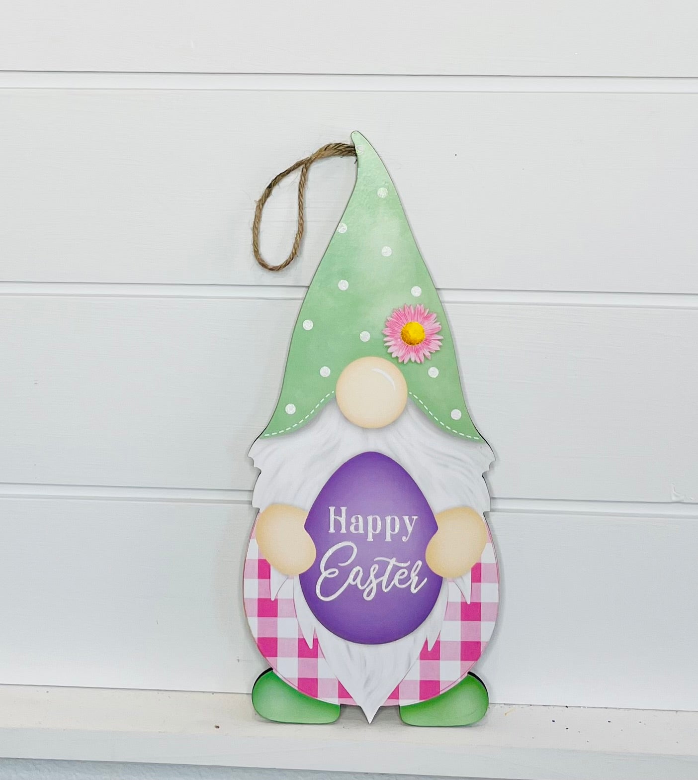 MDF Happy Easter Gnome Shape Sign - Whimsical Spring Decoration-AP8902 TCT Crafts