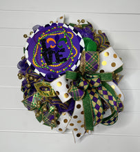 Load image into Gallery viewer, Purple &amp; Gold Fleur De Lis Mardi Gras Love door wreath-TCT1453