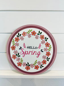 11.75 inch Hello Spring round metal sign-TCT1481