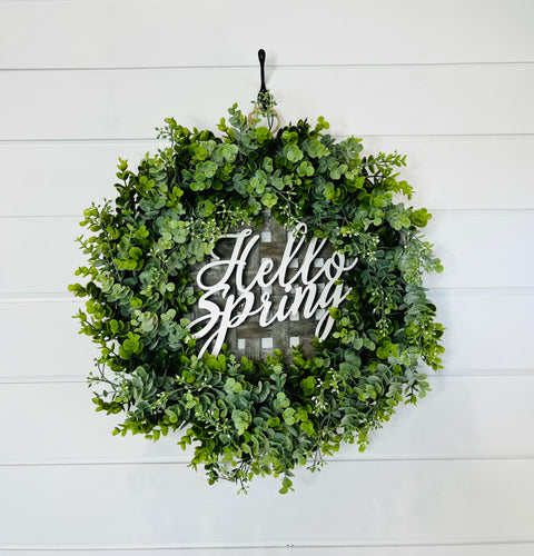 Hello Spring Tabacco Basket Door Hanger-TCT1484