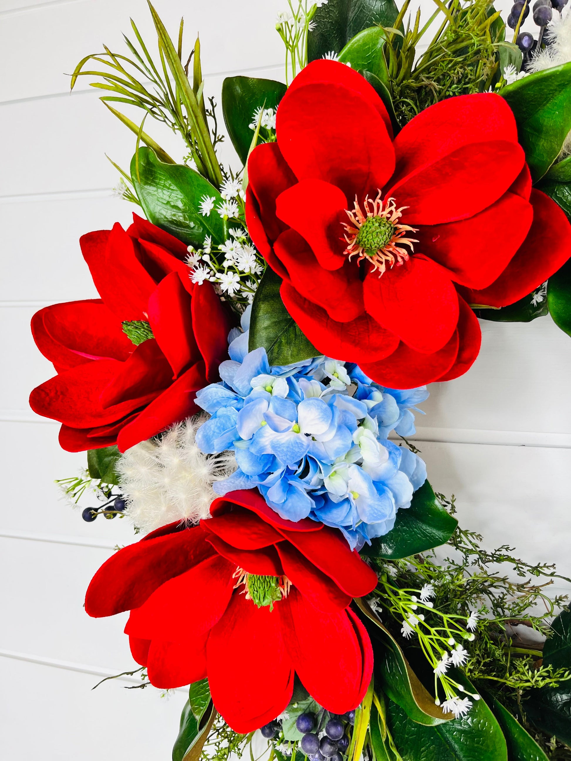 Red Magnolia Patriotic Grapevine Wreath-TCT1501 TCT Crafts