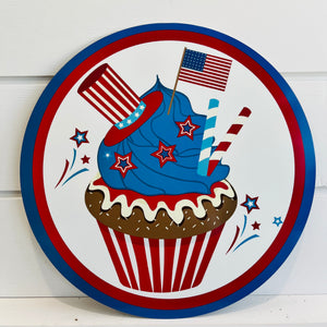 11.75 inch Patriotic Cupcake Round Metal Sign-TCT1503