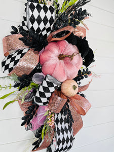 Pink/Black Halloween Double Door Swags/Wreaths-TCT1536
