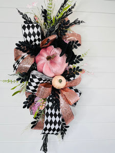 Pink/Black Halloween Double Door Swags/Wreaths-TCT1536