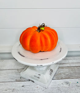 Whimsical Harvest: Halloween/Fall Orange Foam Flocked Pumpkin-5695OR