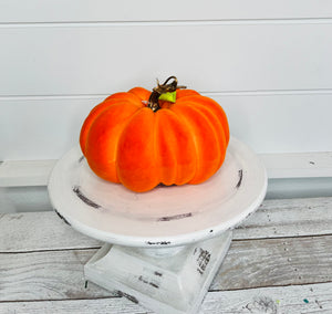 Whimsical Harvest: Halloween/Fall Orange Foam Flocked Pumpkin-5695OR