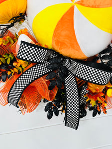 Candy Corn Pumpkin Halloween Wreath-TCT1550
