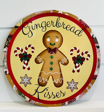 Load image into Gallery viewer, 11.75 inch Christmas Gingerbread Man round metal sign -TCT1554