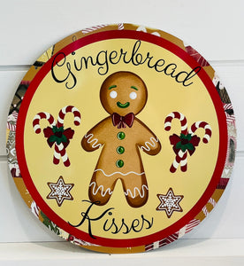 11.75 inch Christmas Gingerbread Man round metal sign -TCT1554