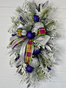 Silver & Purple Christmas Swag/Wreath-TCT1563