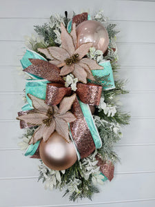 Rose Gold/Mint Designer Front Door Christmas Swag-TCT1585