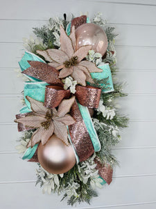 Rose Gold/Mint Designer Front Door Christmas Swag-TCT1585